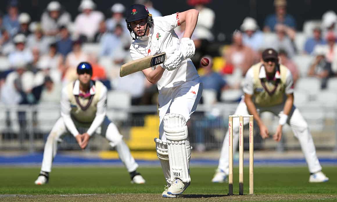Lancashire’s Rocky Flintoff bats against Somerset at Old Trafford