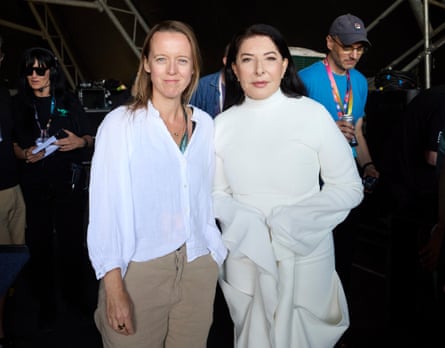 Marina Abramovich and Emily Eavis backstage.