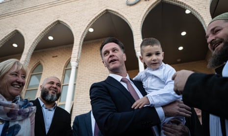 NSW premier Chris Minns arrives at Lakemba mosque for Eid al-Fitr in 2023