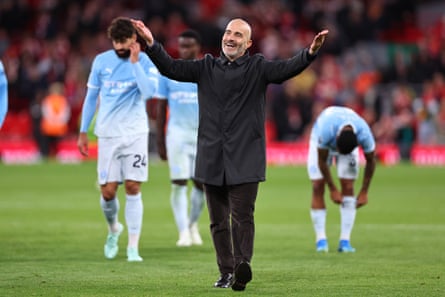 Enzo Maresca soaks up the acclaim of the travelling fans at the end of the match