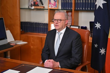 Anthony Albanese speaks in his office at Parliament House
