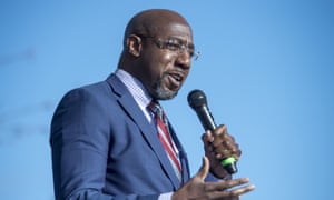 Raphael Warnock in Augusta on Monday. The 51-year-old Warnock becomes the first Black Democratic senator to be elected from the south.