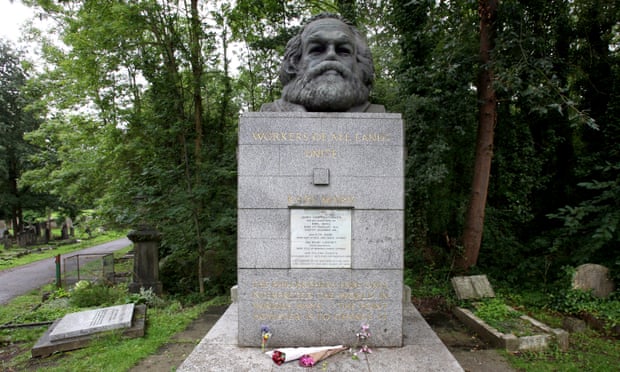 The tomb of Karl Marx in Highgate cemetery, London