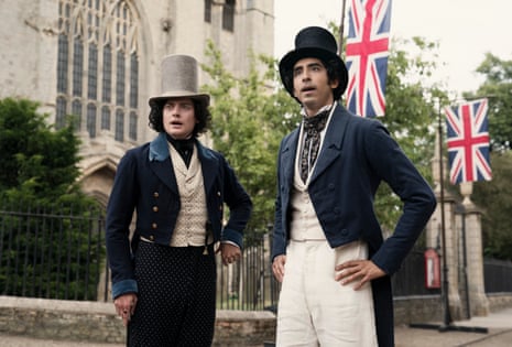 Dev Patel, right, as David Copperfield, with Aneurin Barnard as James Steerforth.