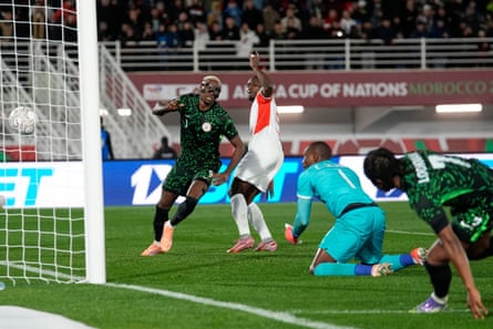 Victor Osimhen scores a goal for Nigeria