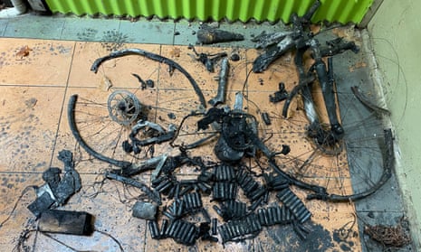 The charred remains of an e-bike