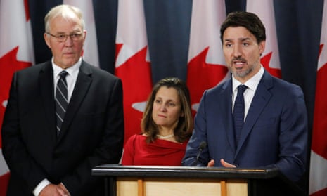 Justin Trudeau at a press conference on Friday. Trudeau said: ‘The situation as it currently stands is unacceptable and untenable.’
