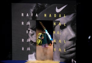 Rafael Nadal walks out for his semi final match against Daniil Medvedev.