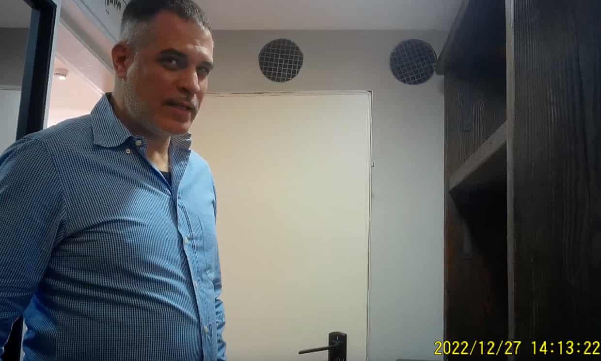 Tal Hanan and his colleagues met reporters at an office in Modi’in, about 20 miles outside Tel Aviv. Photograph: Haaretz/TheMarker/Radio France