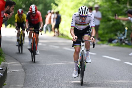 Tadej Pogacar rides clear of his rivals
