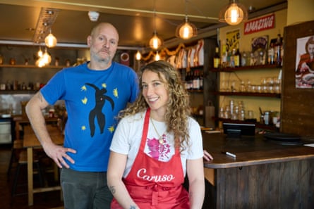 Harry and Simona inside the restaurant