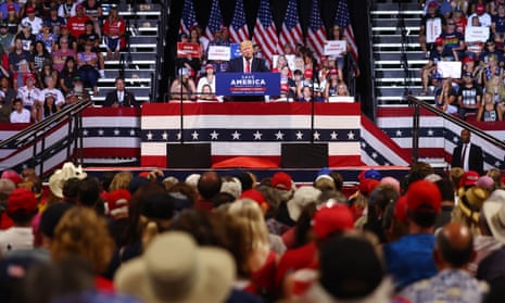 Donald Trump speaks to the crowd at a ‘Save America’ rally for Arizona GOP candidates.