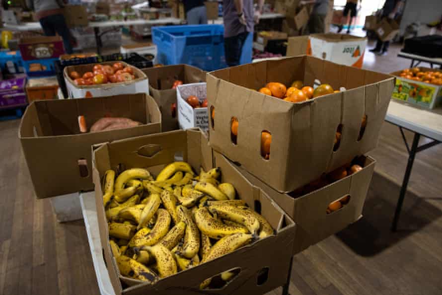 Boxes of produce at a Food bank in Sydney.