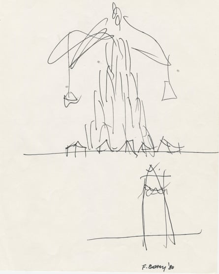 Frank Gehry’s sketch for the 1980 Late Entries exhibition.