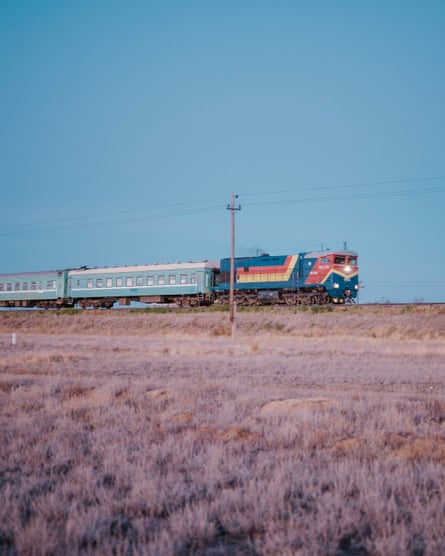 Train crossing steppe