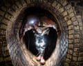 Thames Water sewer inspectors, aka "flushers", at work on a section of the vast London sewerage system, near to Farringdon/Clerkenwell. London sewers. London. Photograph by David Levene 8/9/16