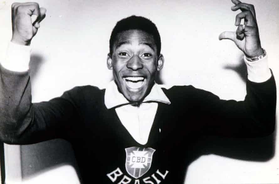 Pelé celebrates after the 1958 World Cup final against Sweden.