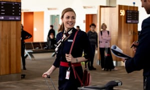Yvonne Strahovski as flight attendant Sofie in Stateless.