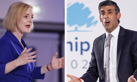 Rishi Sunak and Liz Truss at the penultimate Tory leadership hustings in Norwich