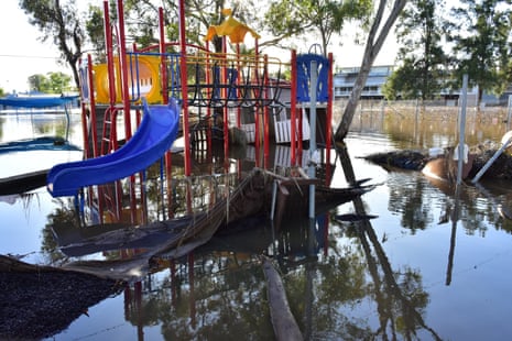 Debris and flood water in Forbes.