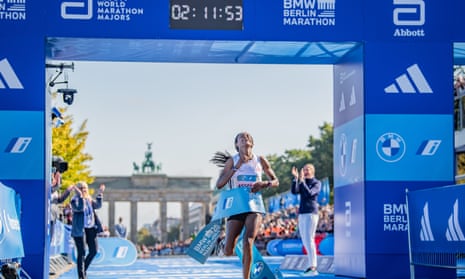 Tigist Assefa wins the race with the new women’s world record of 2 hours, 11 minutes and 53 seconds during the 2023 Berlin Marathon
