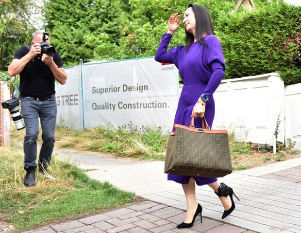 Huawei CFO Meng Wanzhou leaves her Vancouver home to attend an extradition hearing last month.