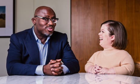 Edward Enninful and cover star Sinéad Burke photographed at Vogue House in London in April.