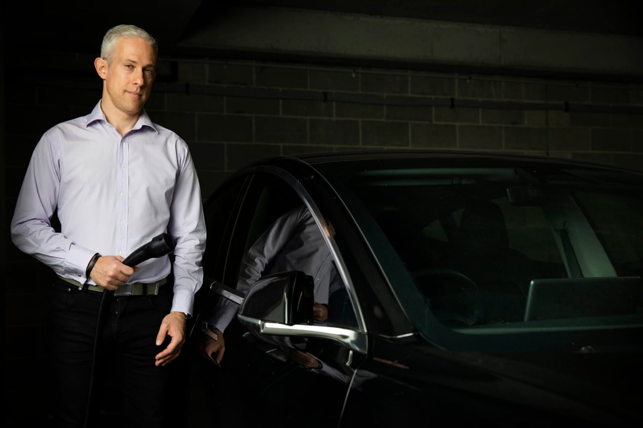 Nathan Hage at an electric vehicle charging station in the car park of the Zinc Building in Sydney’s Alexandria