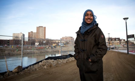 Nejat Khalid, 18, on the Regent Park building site where she once played as a child.