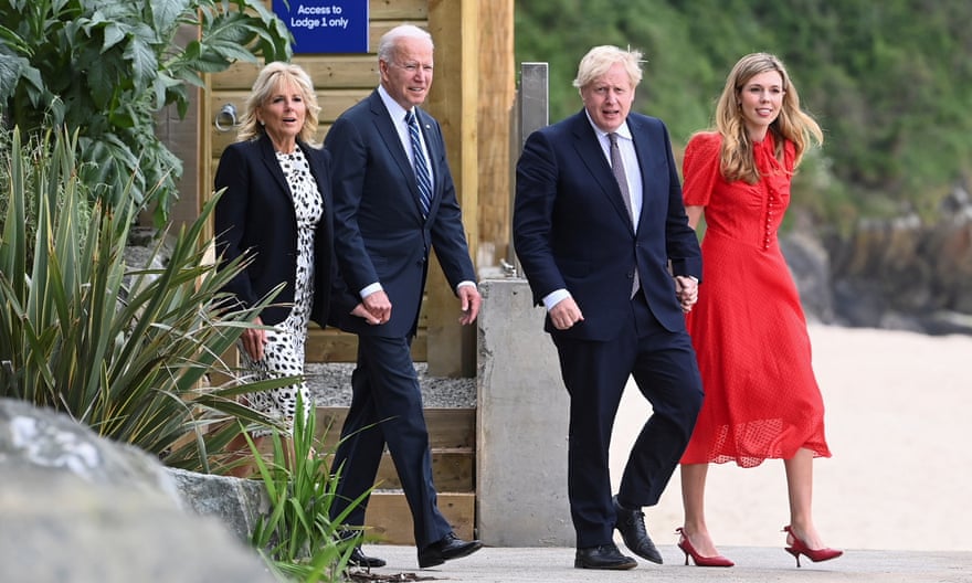 Joe and Jill Biden with Boris and Carrie Johnson at the G7 summit in Cornwall in June last year.