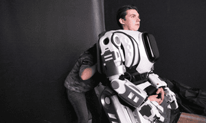 An actor in the robot suit.