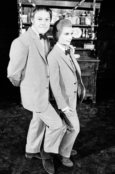 Timothy West as George and Thelma Holt as Larry in a 1973 production of Irving Wardle’s play The Houseboy at the Open Space theatre, London, directed by Charles Marowitz.