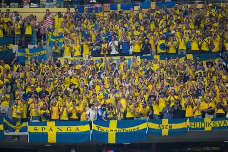 The supporters of Sweden during the FIFA World Cup 2026 Group F match between Japan and Sweden at Dallas Stadium