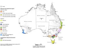 Map of Regional Forest Agreement and related regions in Australia