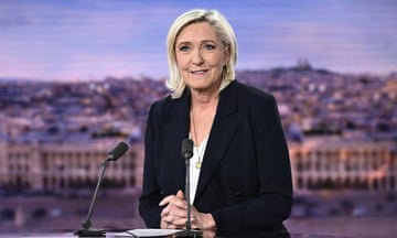 Marine Le Pen speaks during a TV interview.