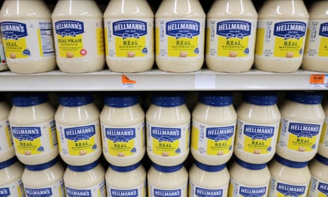 Hellmann's, a brand of Unilever, on display in a store in Manhattan.