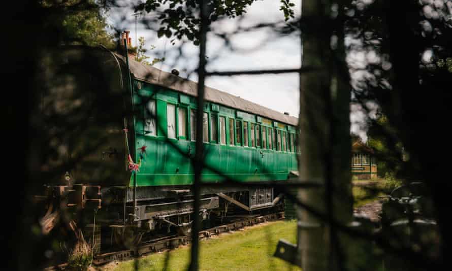 A stationary train car at the old Horsebridge Station.