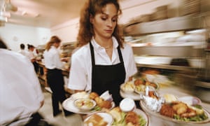 Waitress Carrying Plates of Food