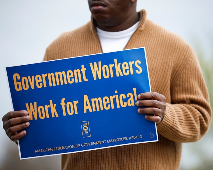 Government workers are ‘canary in coalmine’ for Trump bid to gut union rights, leaders warn