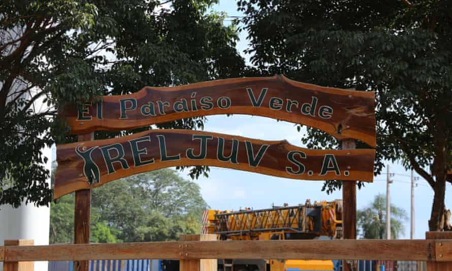 The entrance to El Paraíso Verde, which is also the base of the Reljuv company, a major local employer.