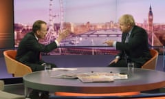 Marr interviewing Boris Johnson in 2019: he has presented his Sunday morning BBC politics show for 16 years.