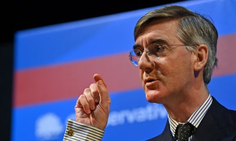 Jacob Rees-Mogg addresses delegates during the Conservative Party Spring Conference, at Blackpool Winter Gardens in Blackpool, north-west England on March 18, 2022.