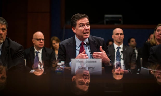The FBI director, James Comey, speaks about the FBI’s request to Apple to unlock the iPhone of the San Bernardino shooter, during a hearing before the House select intelligence committee on Thursday in Washington.