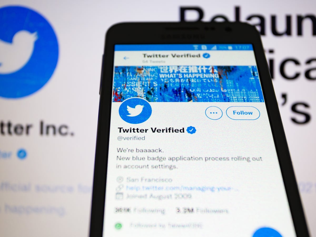 Twitter blue check unavailable after impostor accounts erupt on platform |  Twitter | The Guardian