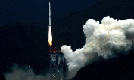 China’s first lunar probe, Chang’e I, lifts off from its launch pad in Xichang, Sichuan province, in 2007