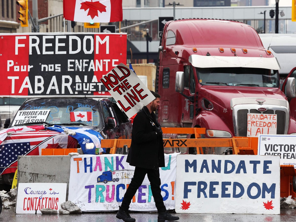 Maple leaf flags, conspiracy theories and The Matrix: inside the Ottawa truckers' protest | Canada | The Guardian