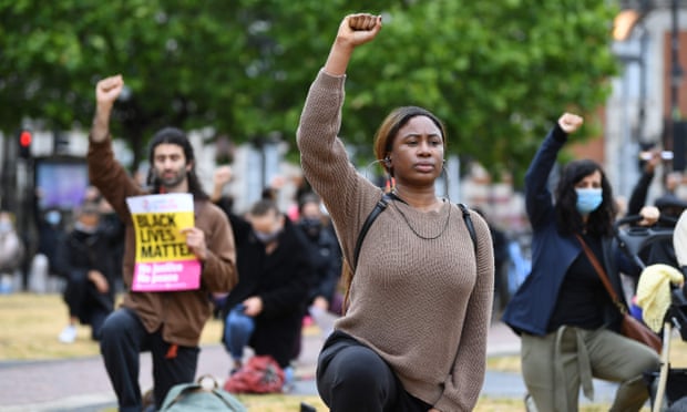 Black Lives Matter protesters in Windrush Square, Brixton, London, 10 June.