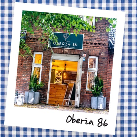 Exterior view of the pierogi restaurant Oberża 86 in Gdansk, Poland.