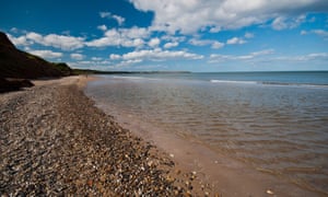 Beach and coastline at Hunmanby Gap near Filey in the Yorkshire coast.