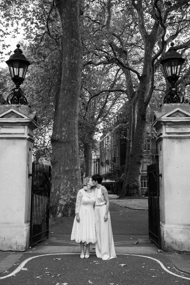 Lotte Jeffs (on right) and her partner Jen on their wedding day